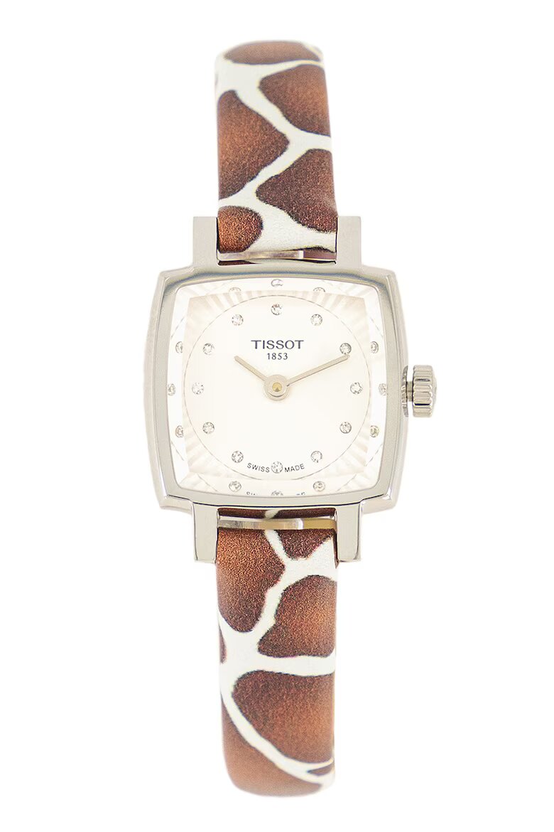 Tissot Часовник с каишка с щампа Бял/Кафяв
