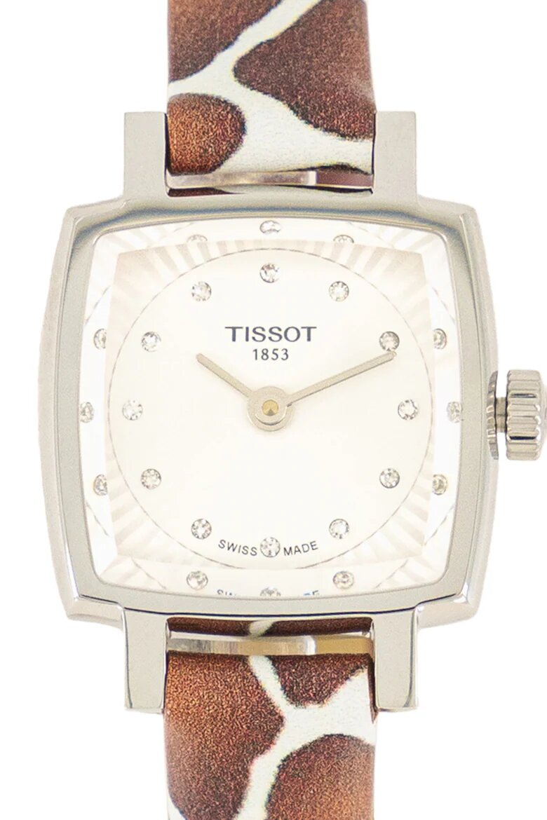 Tissot Часовник с каишка с щампа Бял/Кафяв