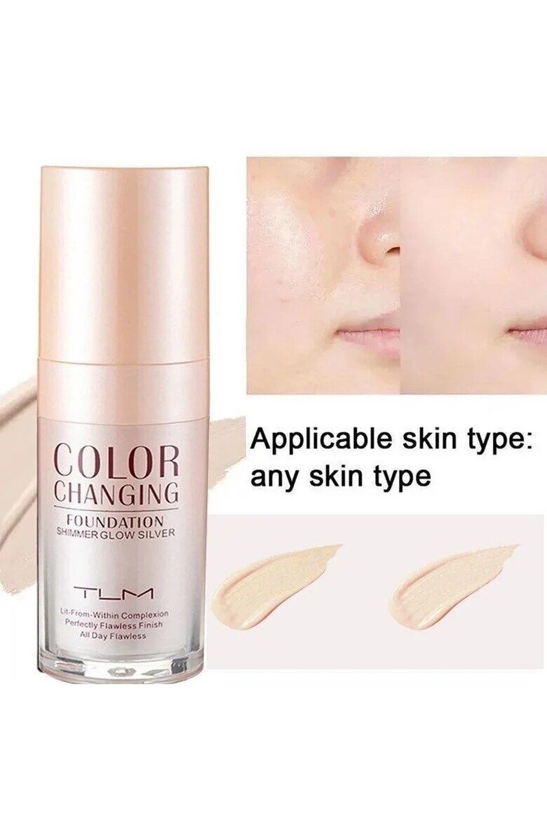 TLM Светещ фон дьо тен променящ се цвят Shimmer Glow Silver 30 мл