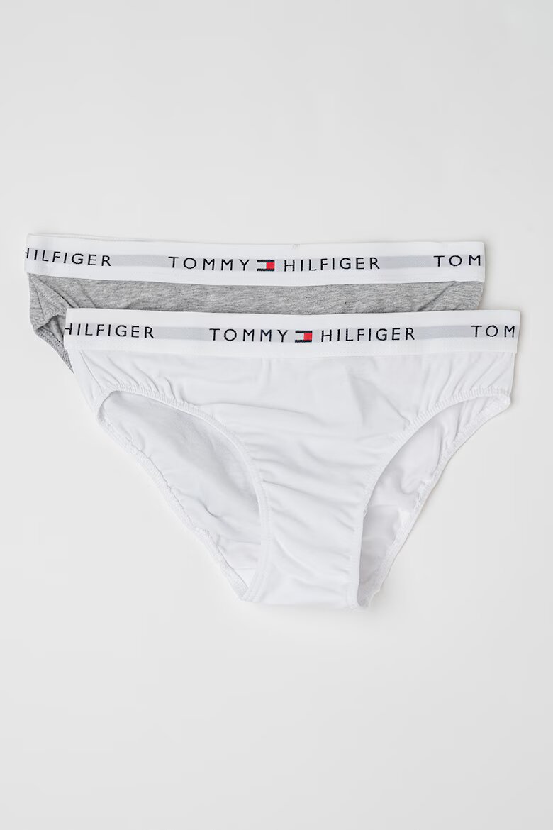 Tommy Hilfiger Бикини Classic с лого на талията - 2 чифта Сив меланж/Бял