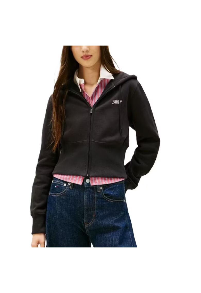 Tommy Hilfiger Блуза с цип TJW REG SILVER SCRIPT ZIP THRU-DW0DW21943-BDS