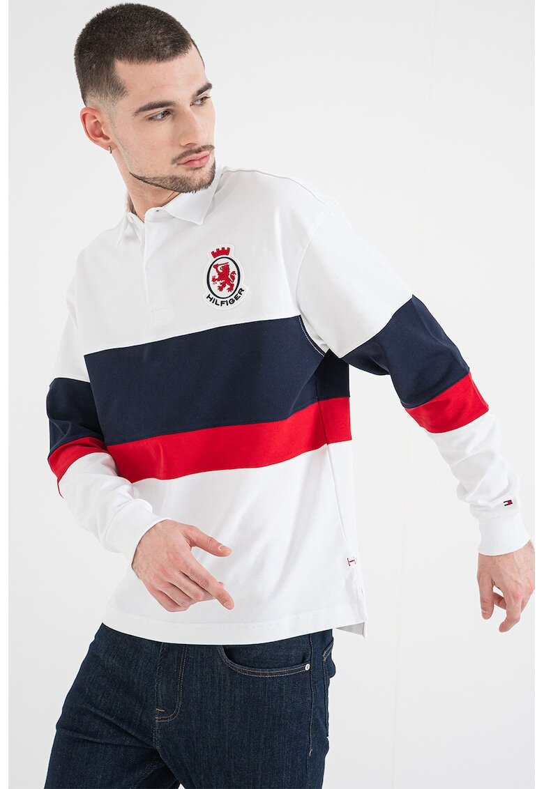 Tommy Hilfiger Блуза с яка и лого - Червен/Бял/Тъмносин