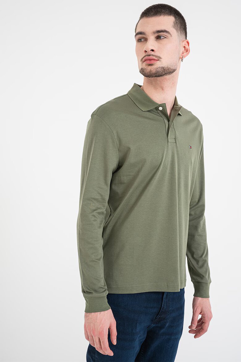 Tommy Hilfiger Блуза с яка и лого Каки