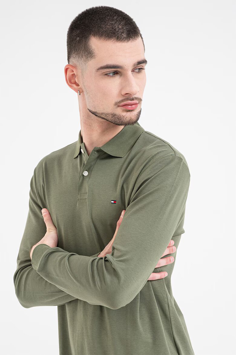 Tommy Hilfiger Блуза с яка и лого Каки