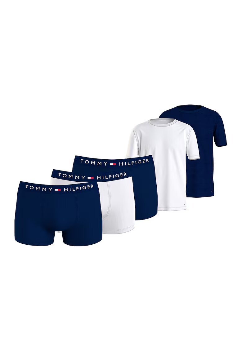Tommy Hilfiger Боксерки и тениска - 5 части - Бял/Син