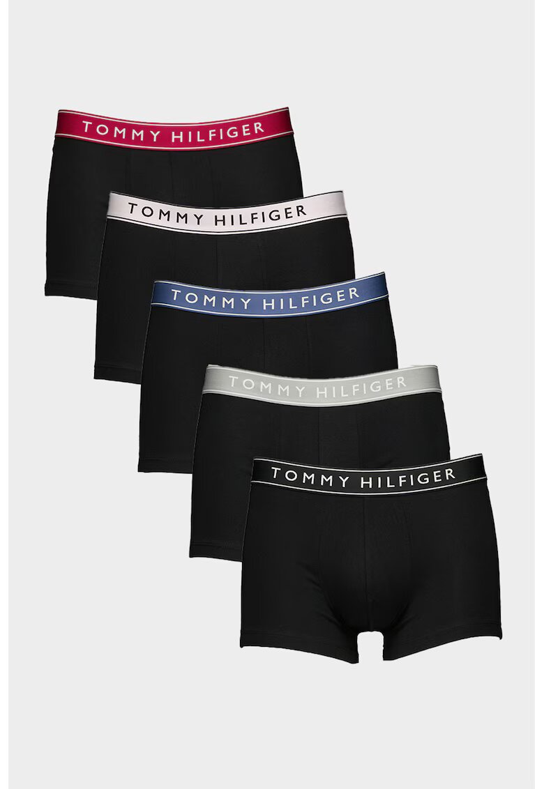 Tommy Hilfiger Боксерки с лого - 5 чифта - Тъмносин/Тъмночервен/Избеляло черно/Бледо розово