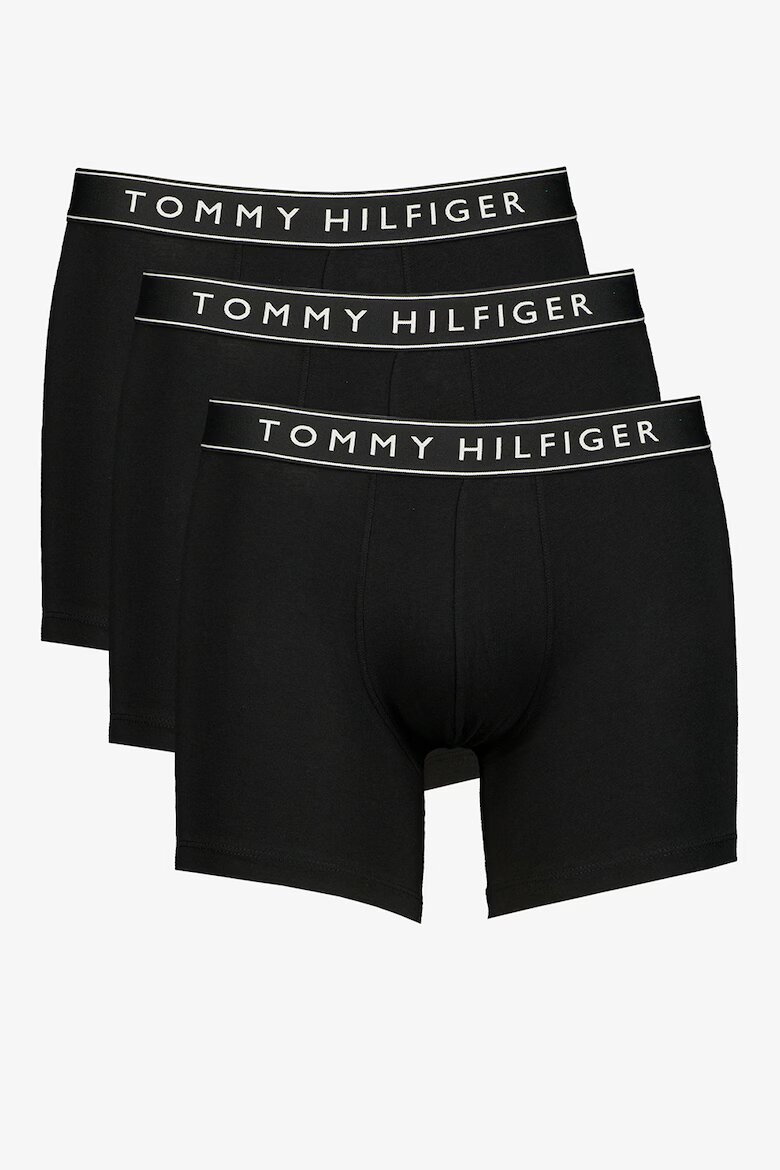 Tommy Hilfiger Боксерки с лого на талията - 3 чифта Антрацитно черно