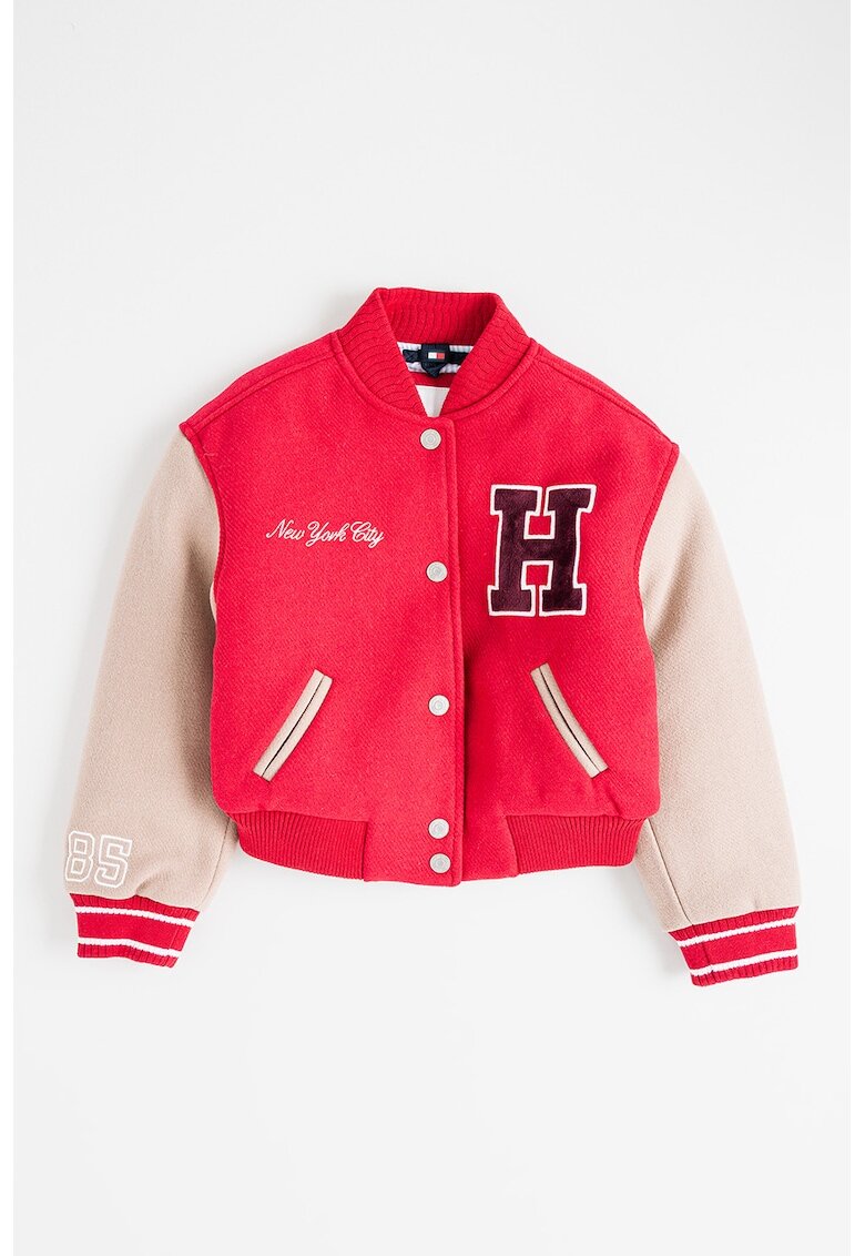 Tommy Hilfiger Бомбър яке с вълна и джобове - Червен/Камел