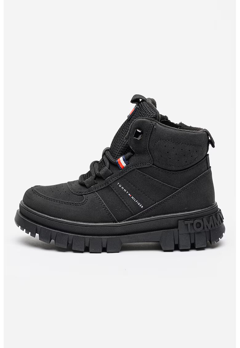 Tommy Hilfiger Боти с връзки и лого - Черен