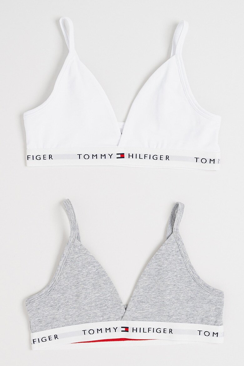 Tommy Hilfiger Бюстие с лого - 2 броя Бял/Светлосив меланж