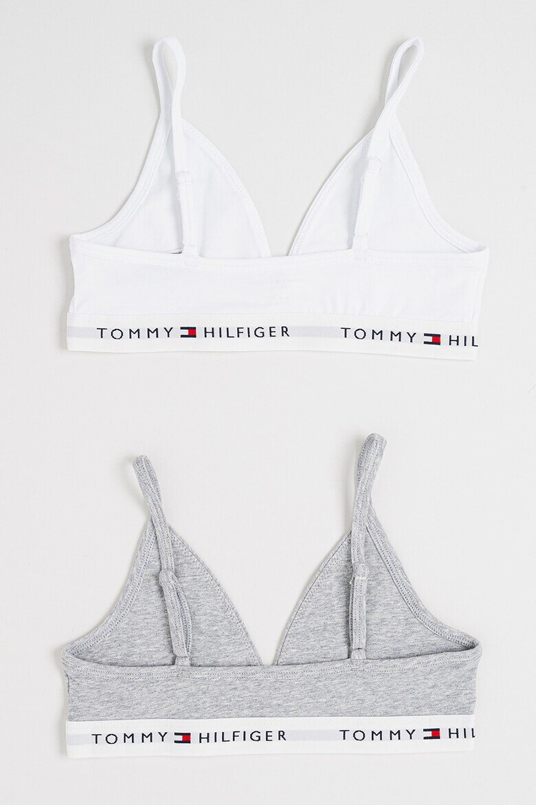 Tommy Hilfiger Бюстие с лого - 2 броя Бял/Светлосив меланж
