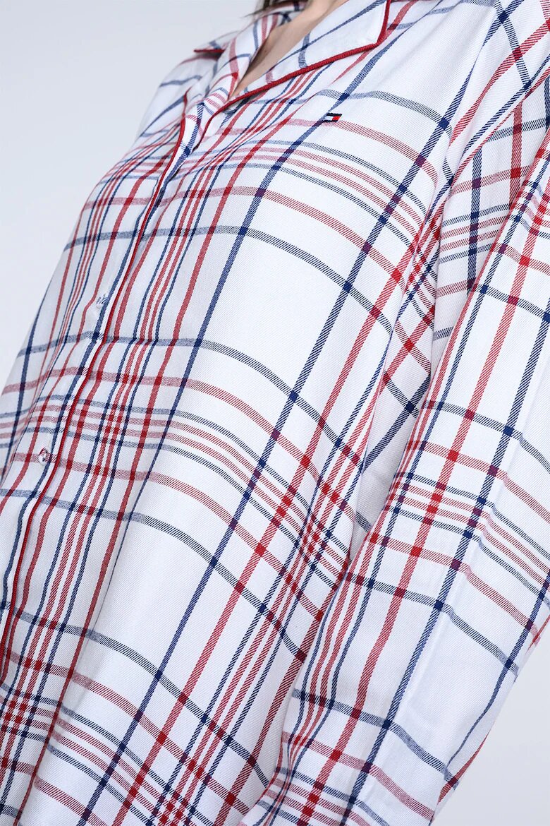 Tommy Hilfiger Дълга пижама на каре с домашни пантофи Бордо/Тъмносин/Мръснобял