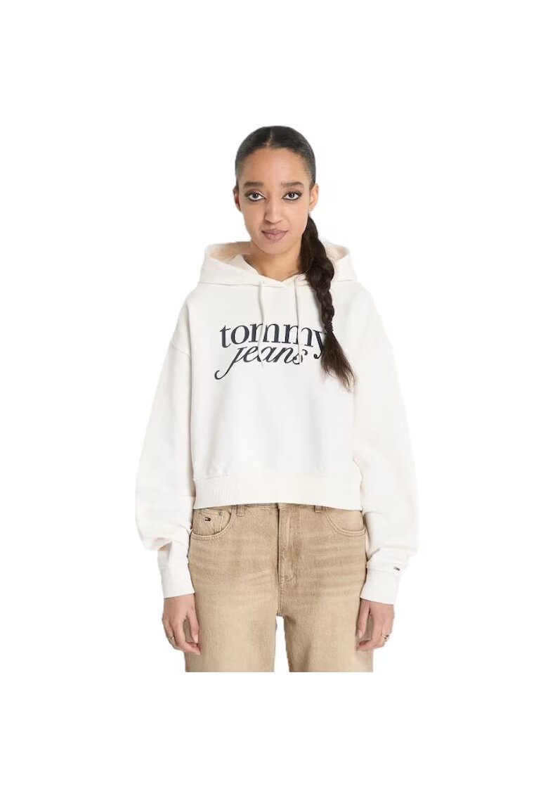 Tommy Hilfiger Дамска блуза tjw rlx crp script hoodieext - DW0DW20306-YBH - Бяла