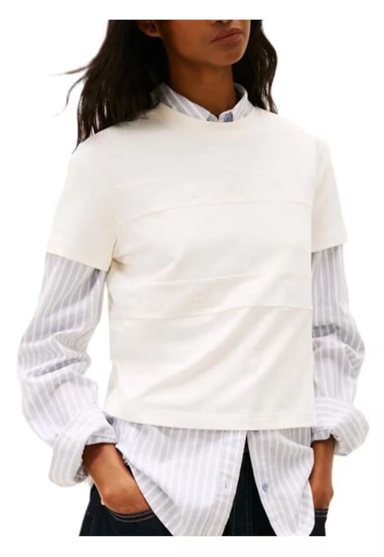 Tommy Hilfiger Дамска тениска TJW REG SH TONAL FLAG TEE - Памук - Бяла