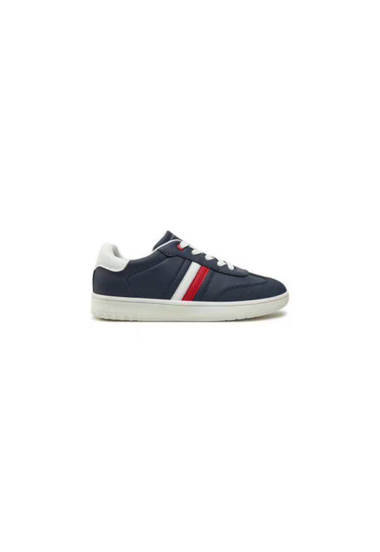 Tommy Hilfiger Детски спортни обувки - екологична кожа - тъмносин - бяла подметка - червена и бяла ивица