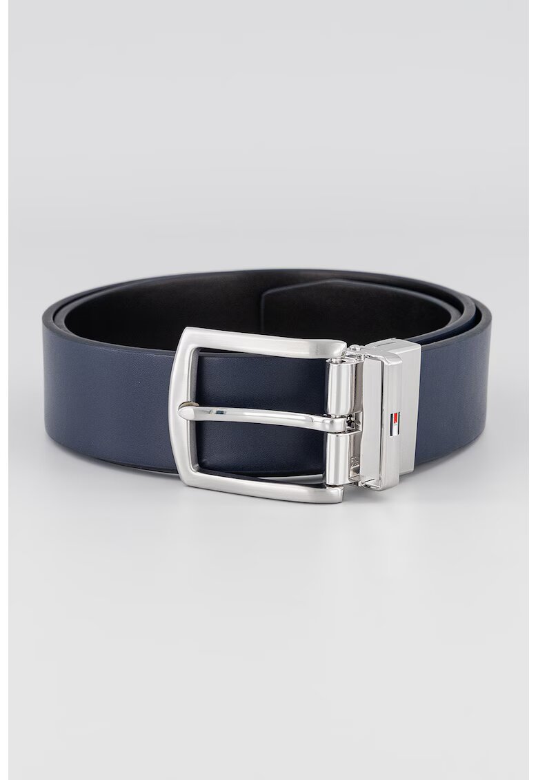 Tommy Hilfiger Двулицев кожен колан Denton - Черен/Тъмносин