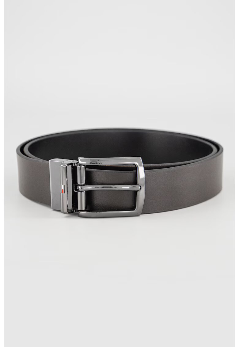 Tommy Hilfiger Двулицев кожен колан Denton - Тъмнокафяв/Черен