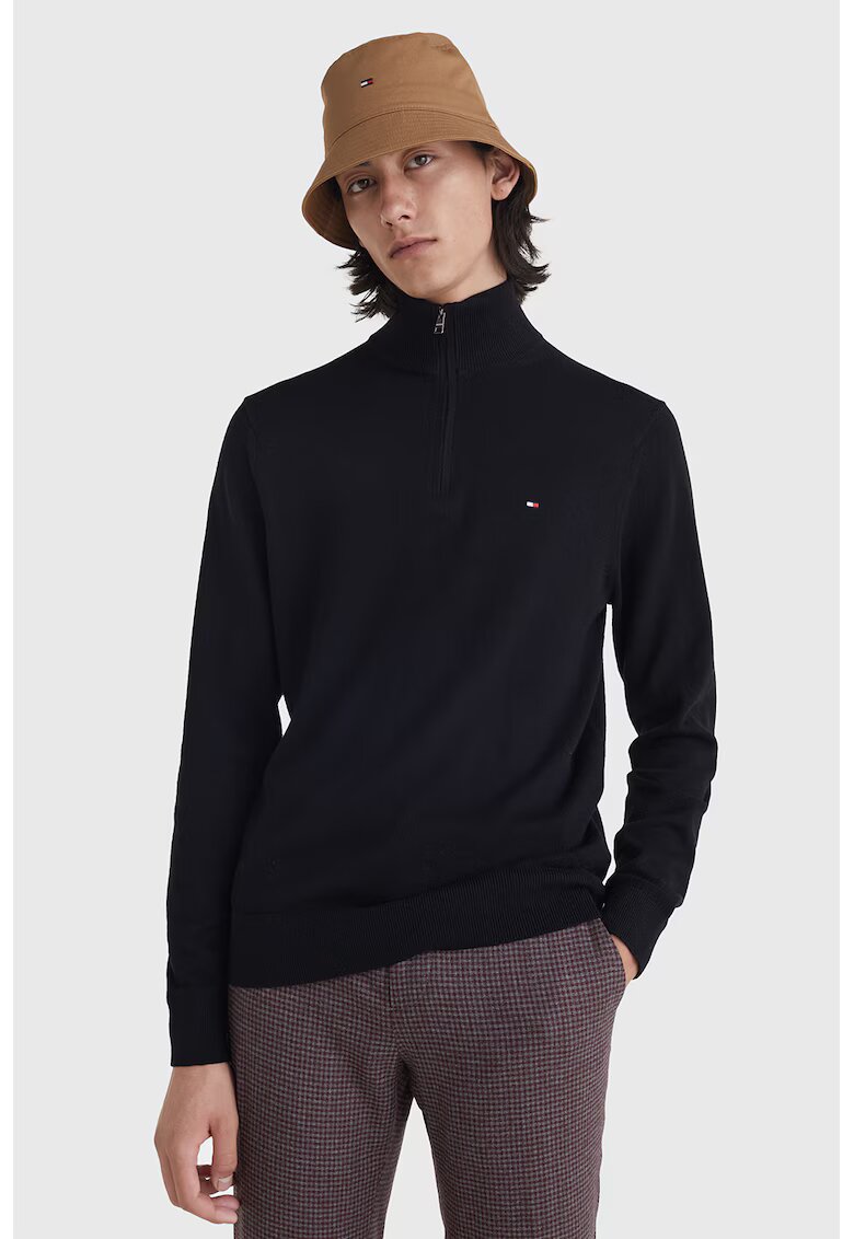 Tommy Hilfiger Фино плетен пуловер с къс цип