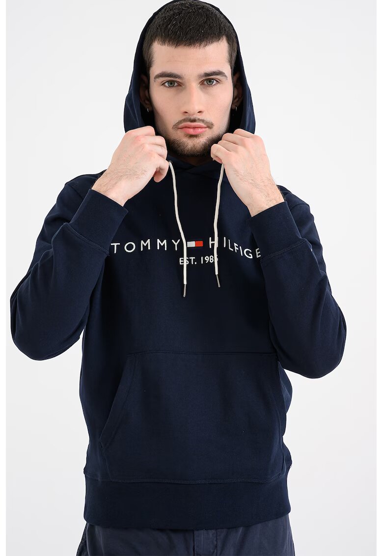 Tommy Hilfiger Худи от органичен памук с лого - Тъмносин