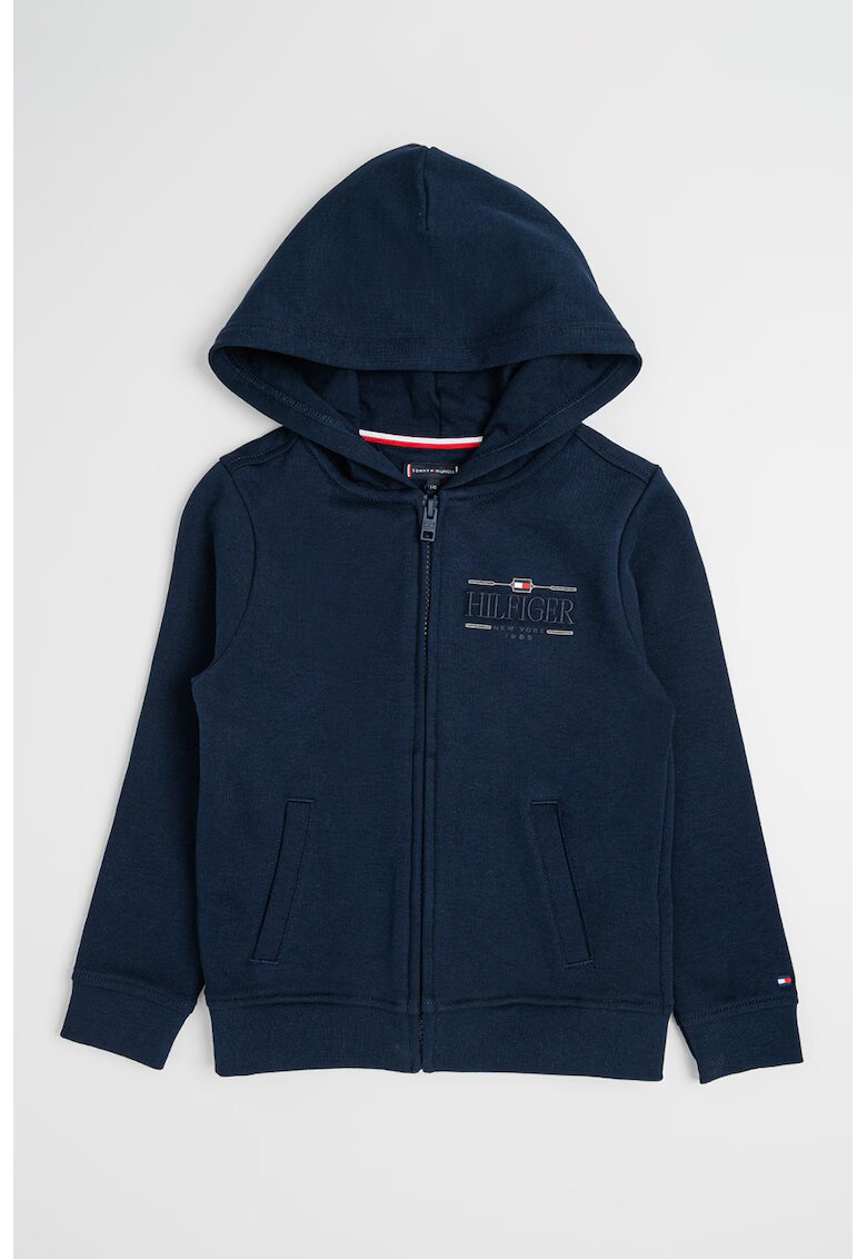 Tommy Hilfiger Худи с памук и цип - Тъмносин