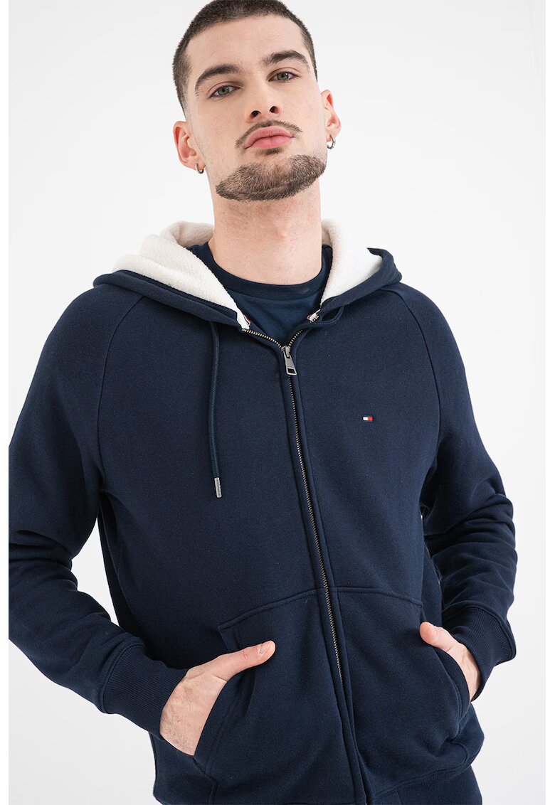 Tommy Hilfiger Худи с цип с връзка - Тъмносин