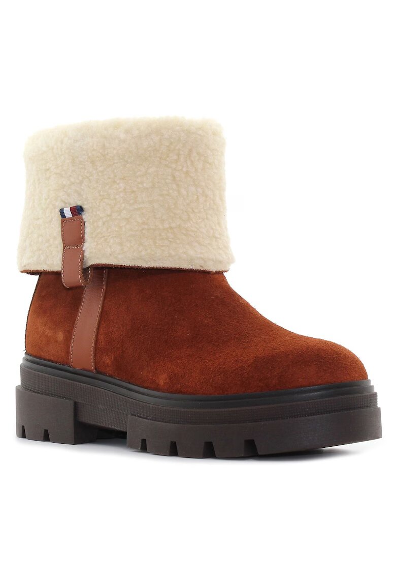 Tommy Hilfiger Кафяви дамски ботуши Faux Fur Suede Размер: