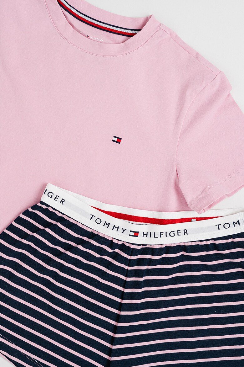 Tommy Hilfiger Къса пижама с памук Прашно розово/Тъмносин