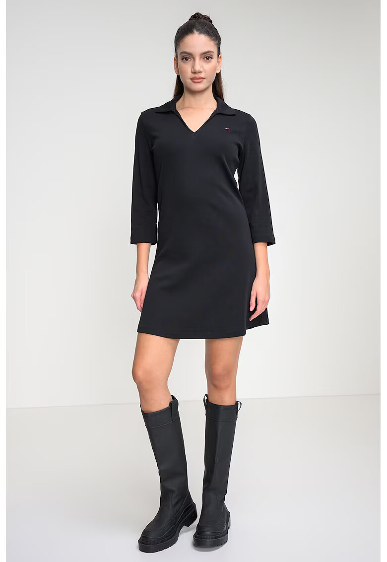 Tommy Hilfiger Къса права рокля с 3/4 ръкави - Черен