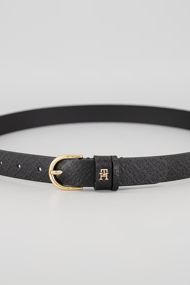 Tommy Hilfiger Кожен колан Essential с монограм Черен