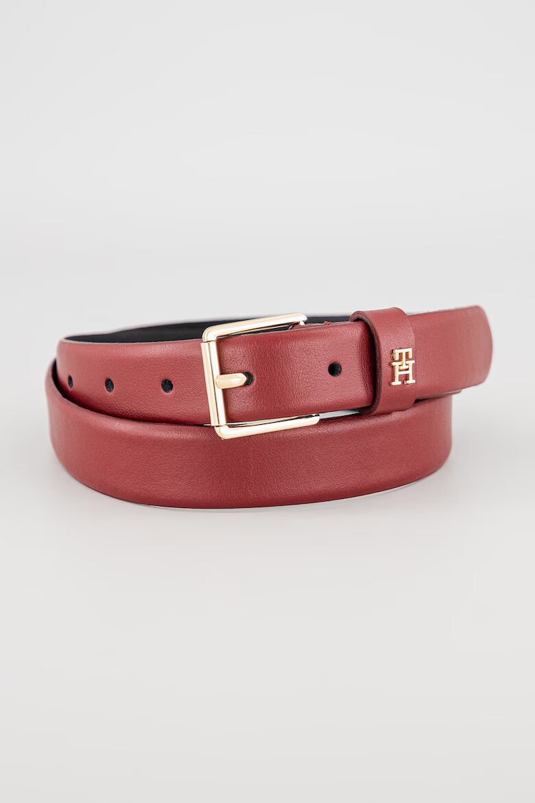 Tommy Hilfiger Кожен колан с монограм и квадратна тока Бордо