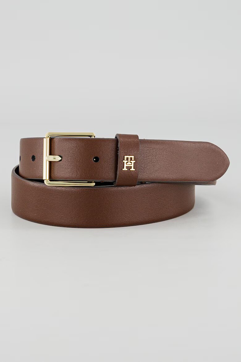 Tommy Hilfiger Кожен колан Square 3.0 с монограм Тъмнокафяв