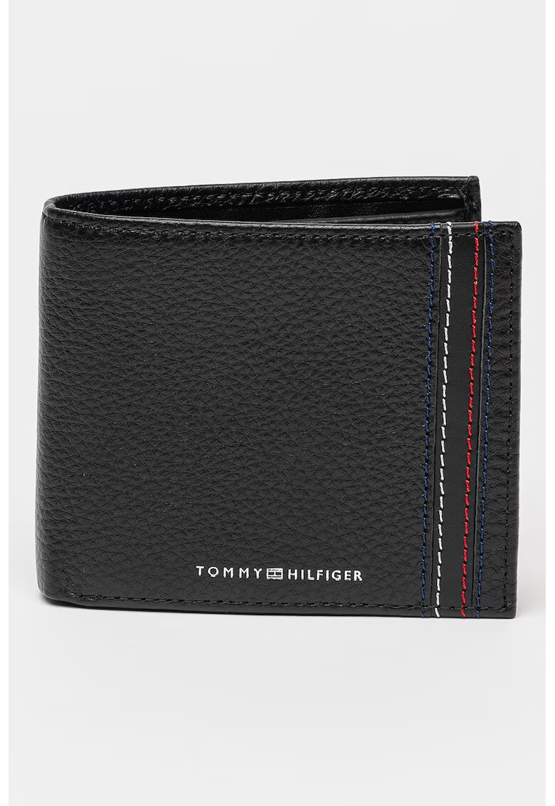 Tommy Hilfiger Кожен портфейл с двойно прегъване и контрастни шевове
