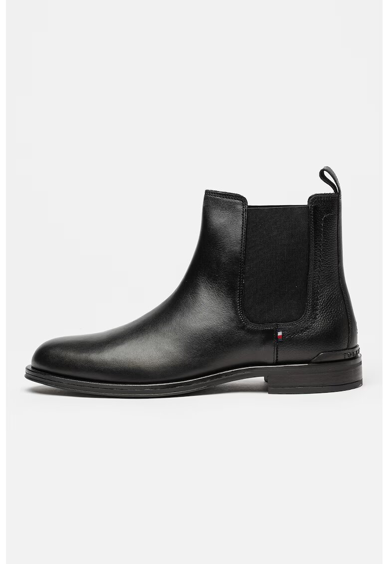 Tommy Hilfiger Кожени боти Corporate Chelsea - Черен
