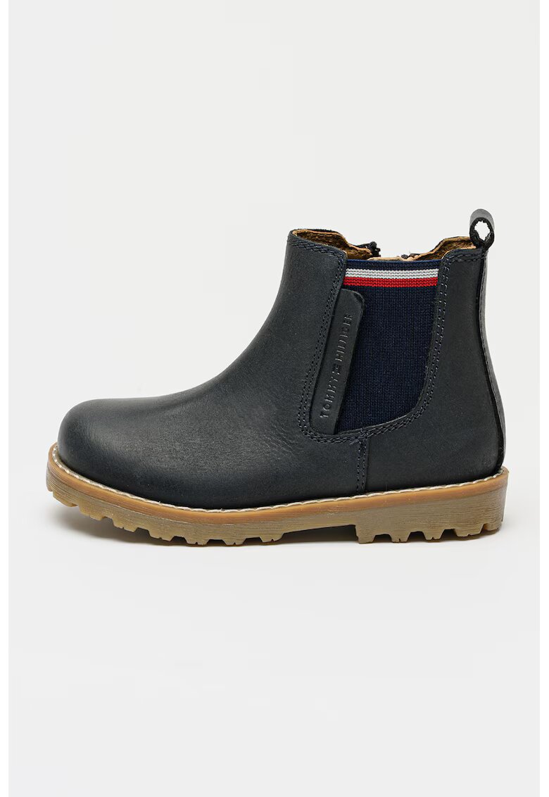 Tommy Hilfiger Кожени боти с цип - Тъмносин