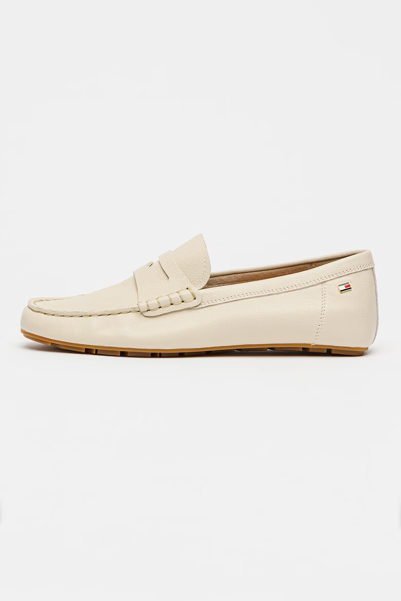 Tommy Hilfiger Кожени мокасини с флаг Тъмнобежово