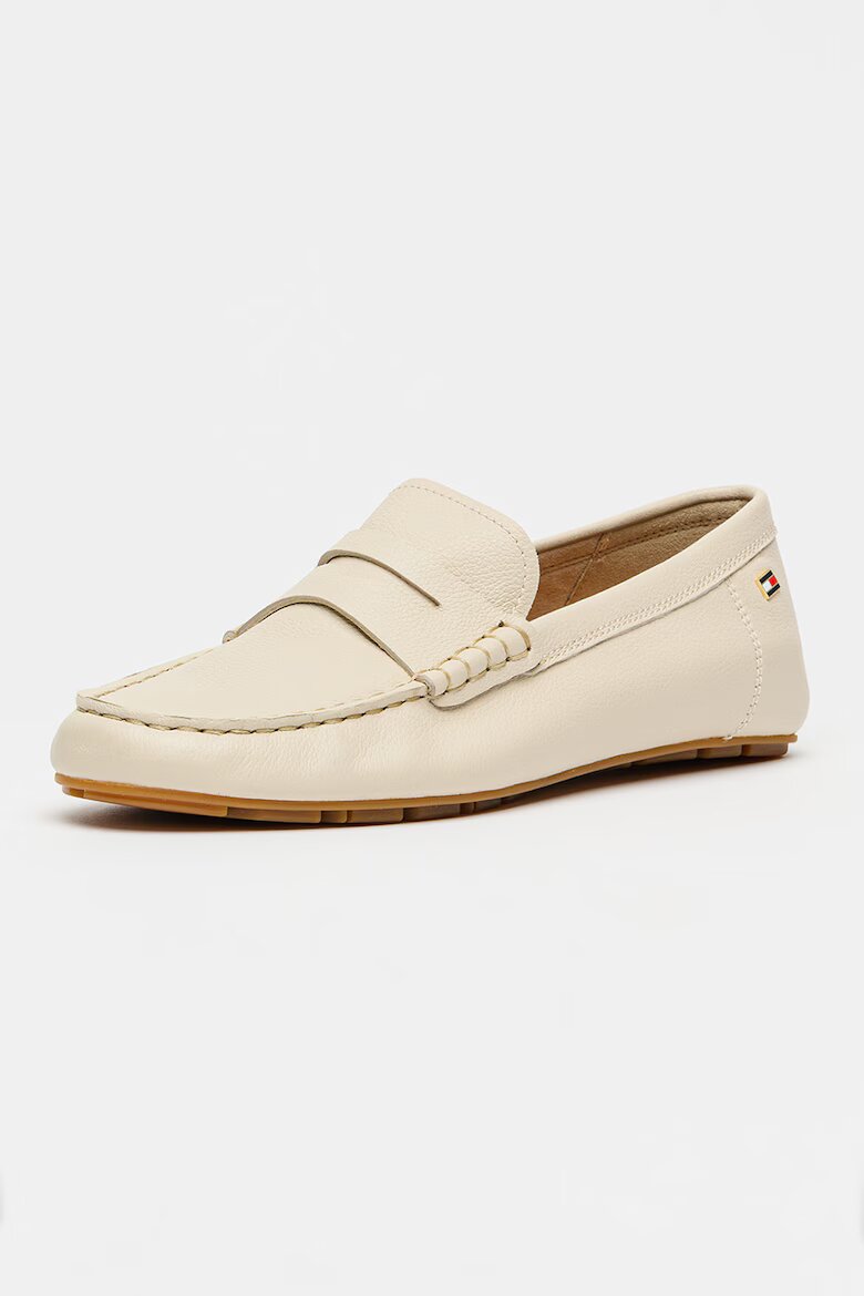Tommy Hilfiger Кожени мокасини с флаг Тъмнобежово