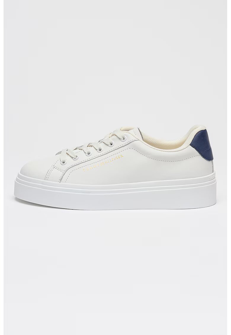 Tommy Hilfiger Кожени спортни обувки Chic Cupsole с връзки - Черен/Бял