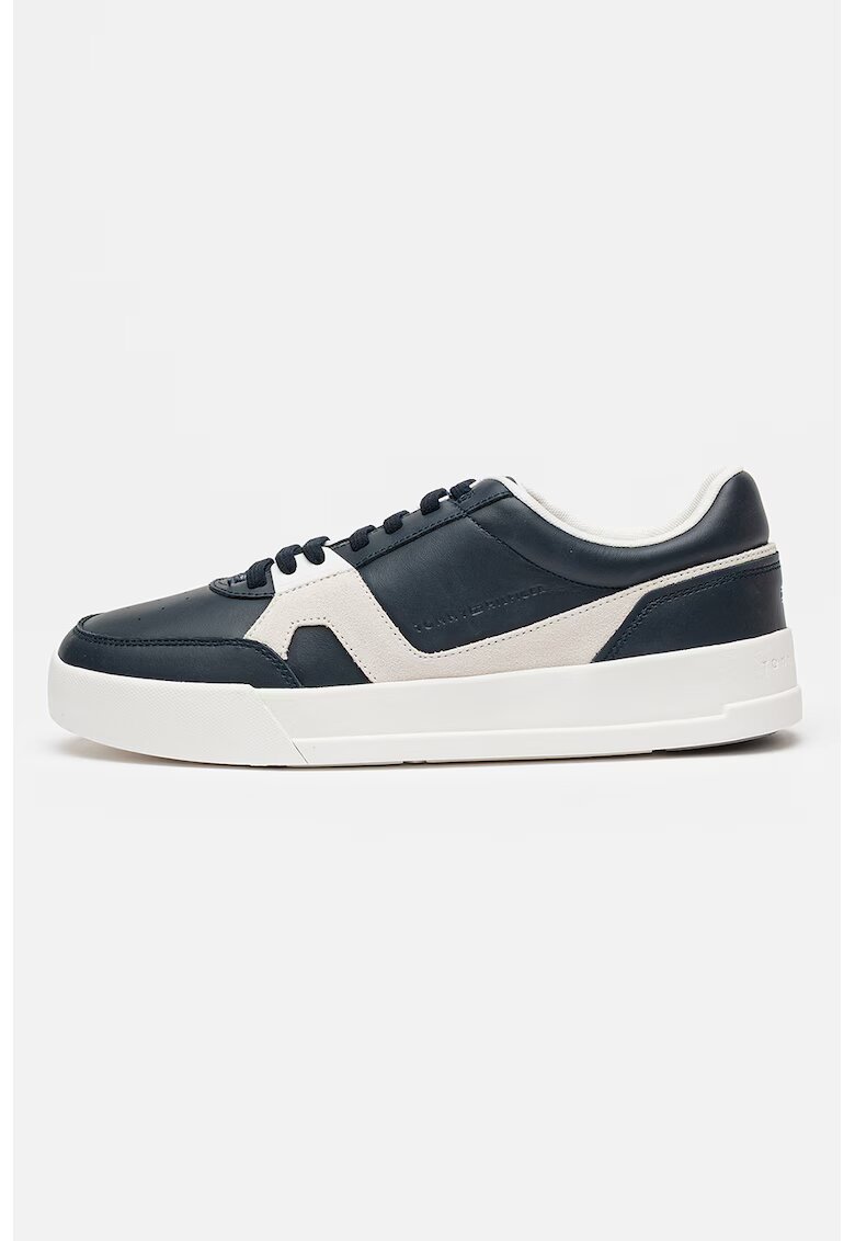 Tommy Hilfiger Кожени спортни обувки Court Craft с контрасти - Тъмносин