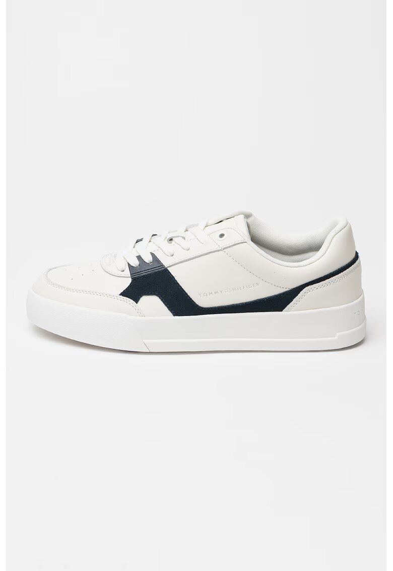 Tommy Hilfiger Кожени спортни обувки Court от кожа и велур - Бял/Сив