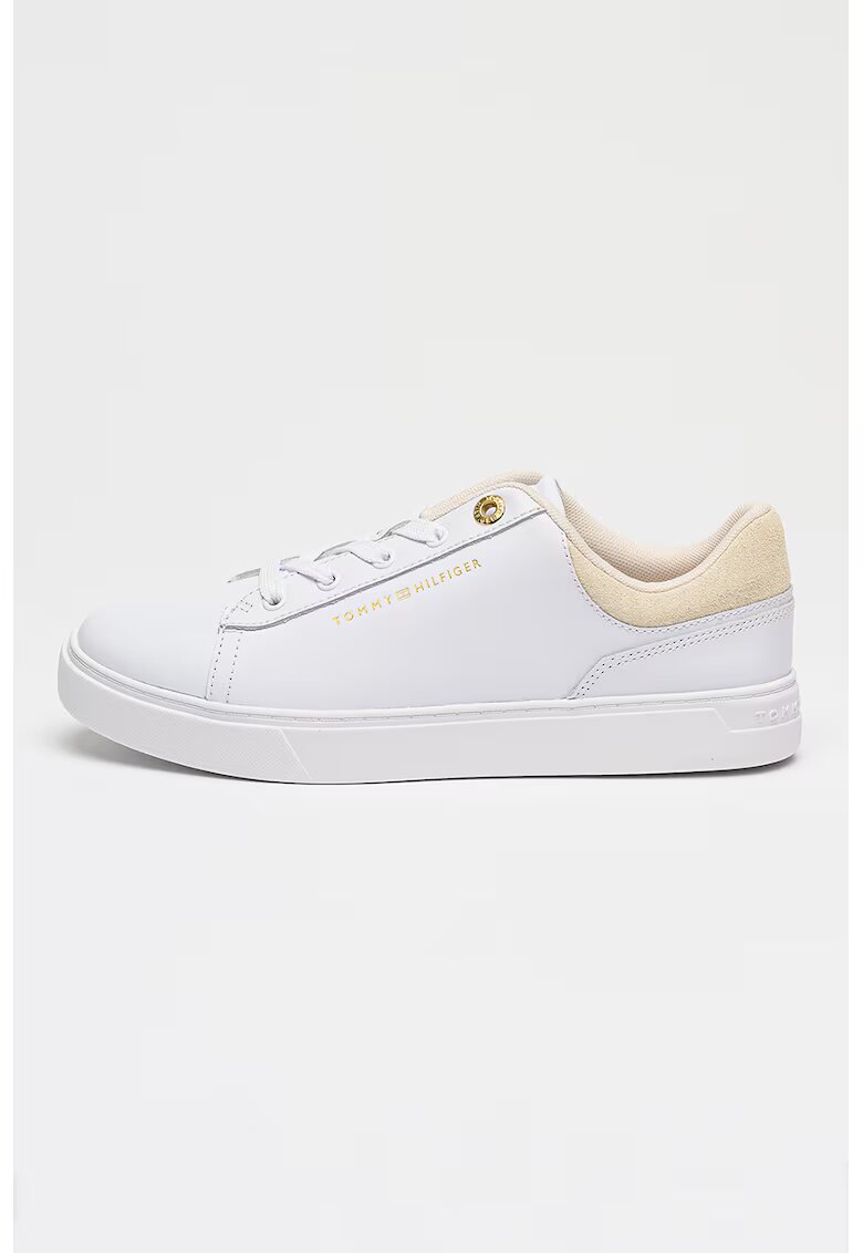 Tommy Hilfiger Кожени спортни обувки Cupsole с връзки - Зелен/Златист/Бял