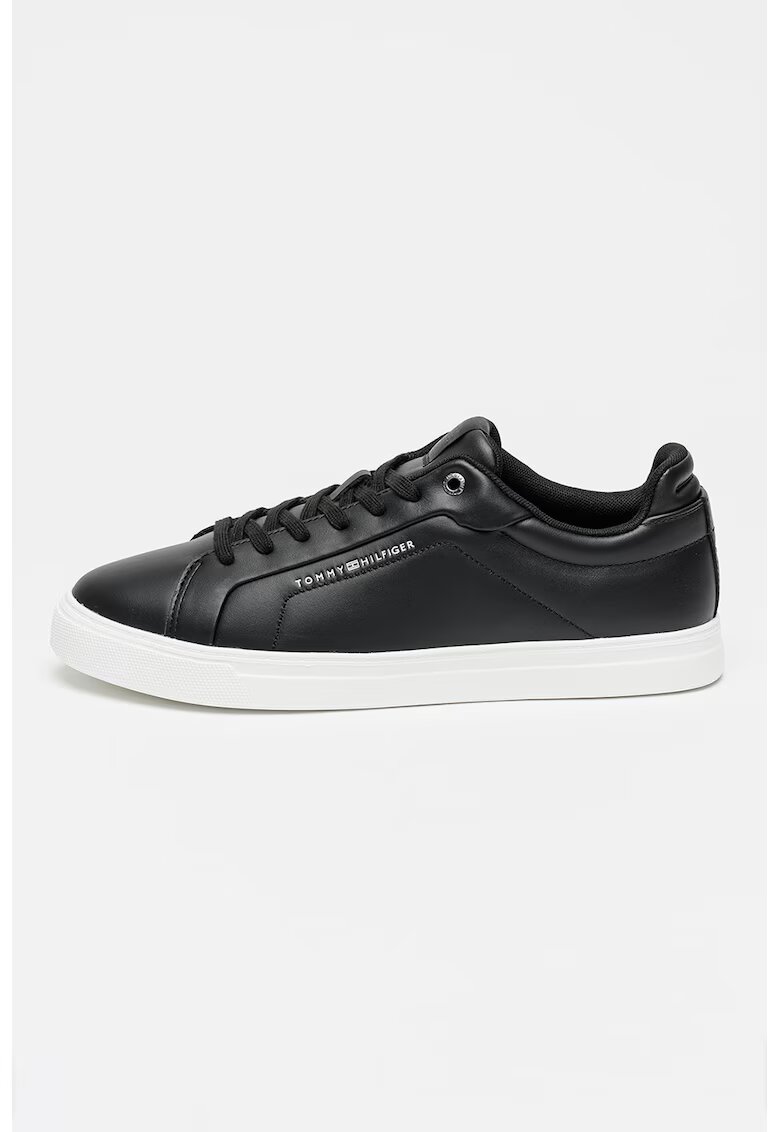 Tommy Hilfiger Кожени спортни обувки Icon Court - Тъмнокафяв/Бял