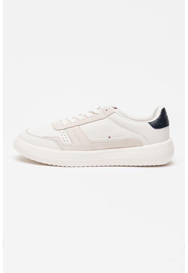 Tommy Hilfiger Кожени спортни обувки Modern Lightcup с велур - Бял/Тъмносин