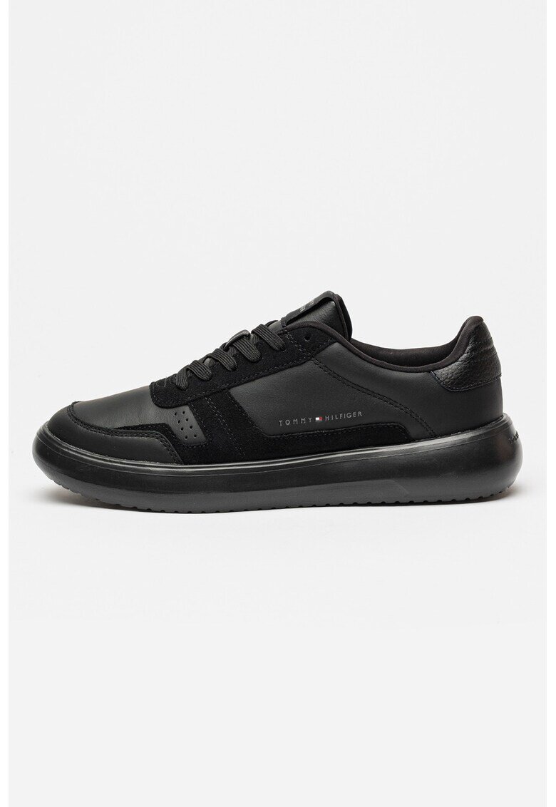 Tommy Hilfiger Кожени спортни обувки Modern Lightcup с велур - Черен