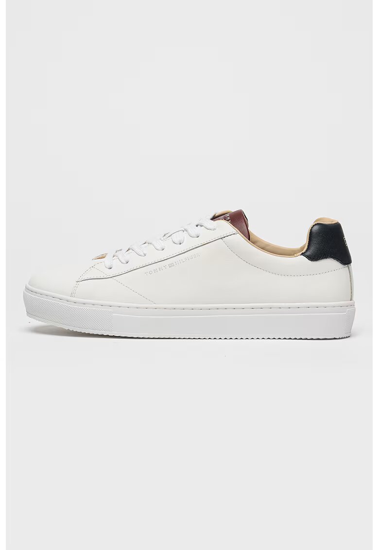 Tommy Hilfiger Кожени спортни обувки Premium Cupsole - Бял/Бордо/Ултрамарин синьо