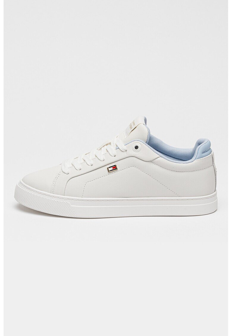 Tommy Hilfiger Кожени спортни обувки с лого - Бял/Пастелносин