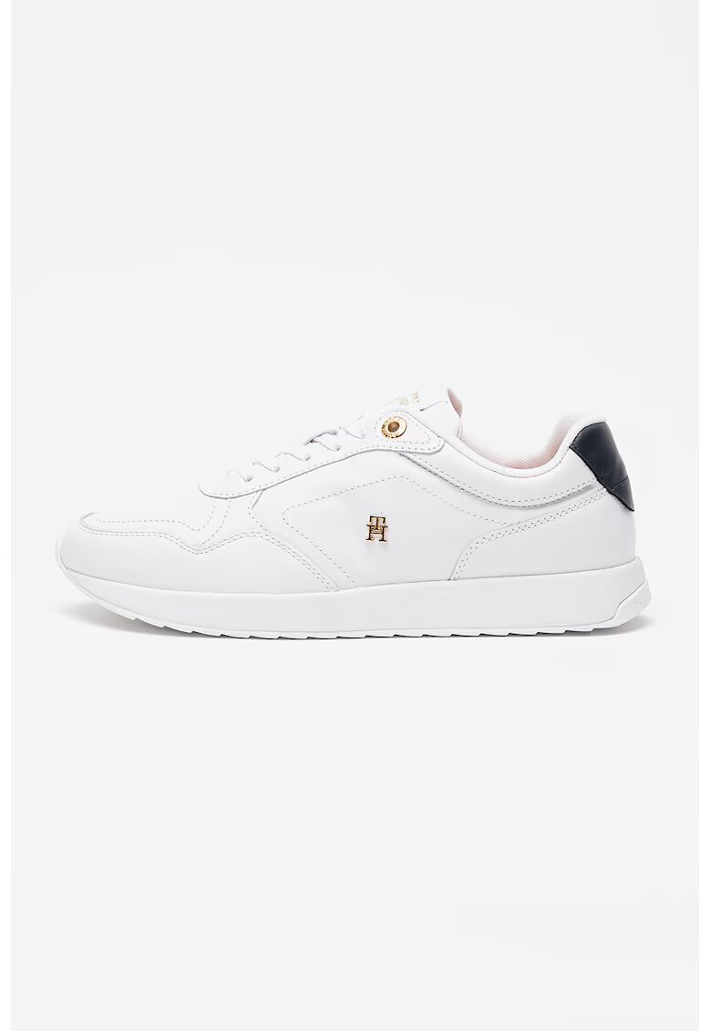 Tommy Hilfiger Кожени спортни обувки с монограм - Златист/Бял