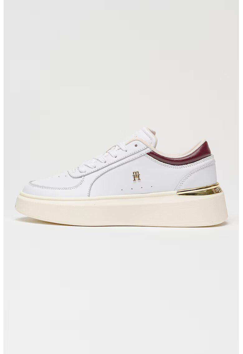 Tommy Hilfiger Кожени спортни обувки Shiny с платформа - Златист/Бордо/Бял