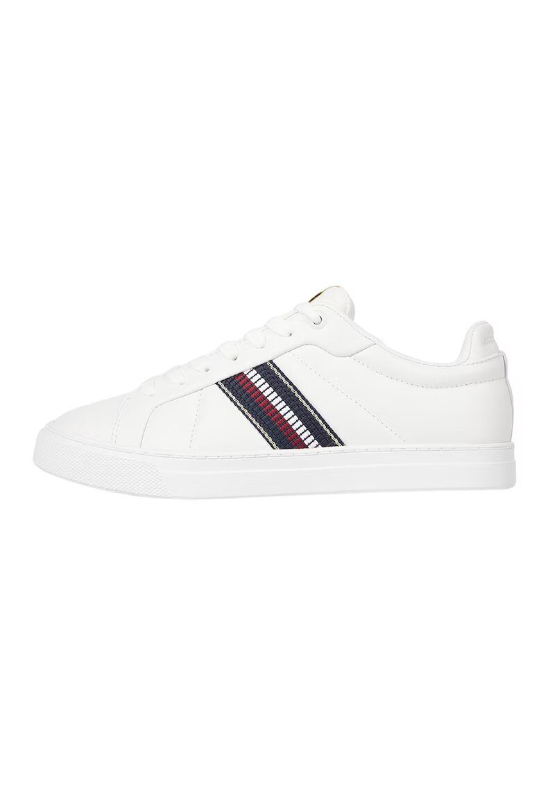 Tommy Hilfiger Кожени спортни обувки Signature Tape - Мръснобял/Тъмносин
