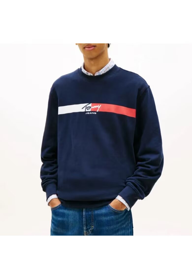 Tommy Hilfiger Мъжка блуза tjm reg sign stripe cnck ext - DM0DM23019-C1G - Синя