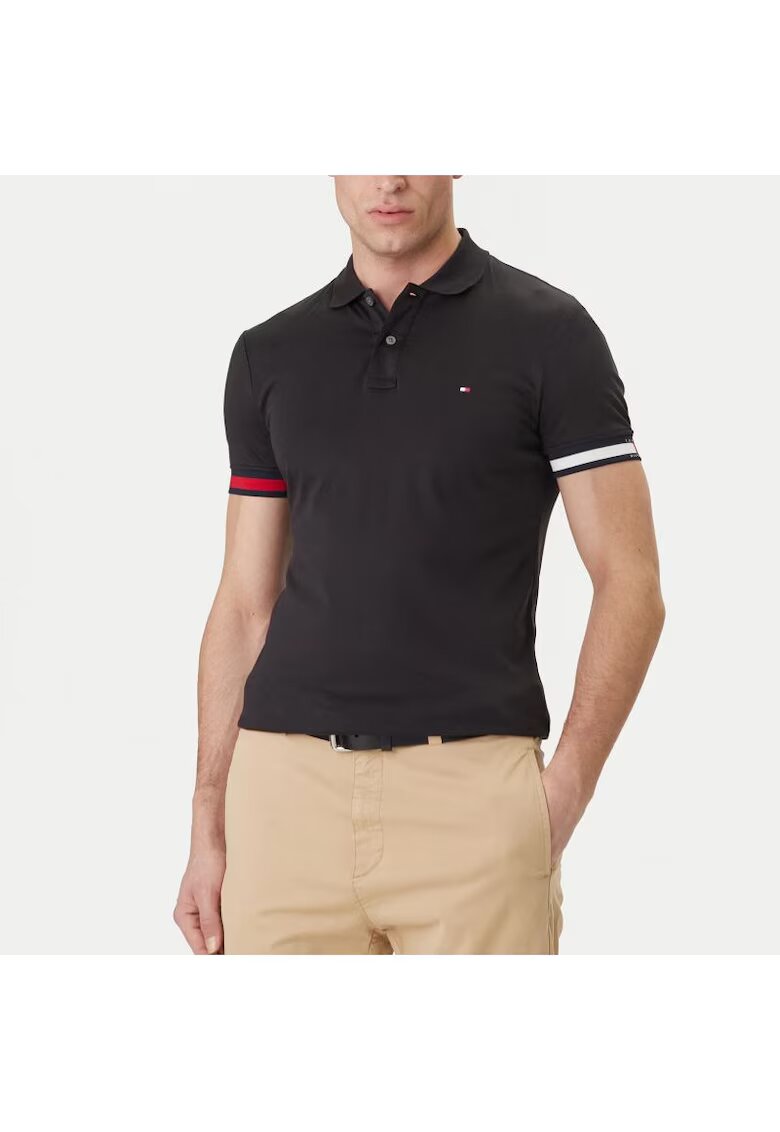 Tommy Hilfiger Мъжка поло тениска RWB CUFF LIQUID COTTON SLIM POLO - Памук -
